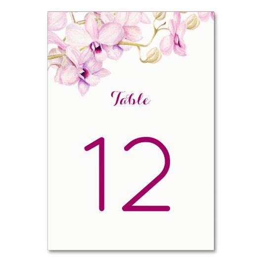 Tropisches Lila Orchid Floral Tischnummer (Vorderseite)