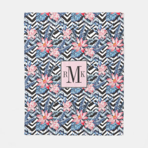 Tropisches Lotos-Blumen-Muster Fleecedecke