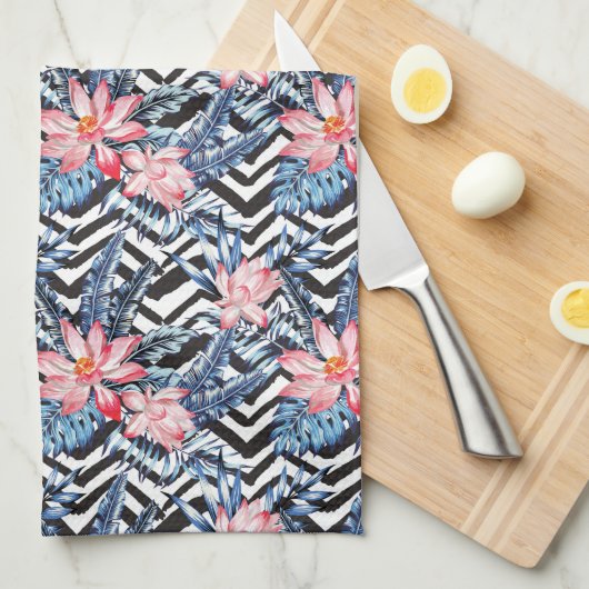 Tropisches Lotos-Blumen-Muster Handtuch (Viertel Falte)