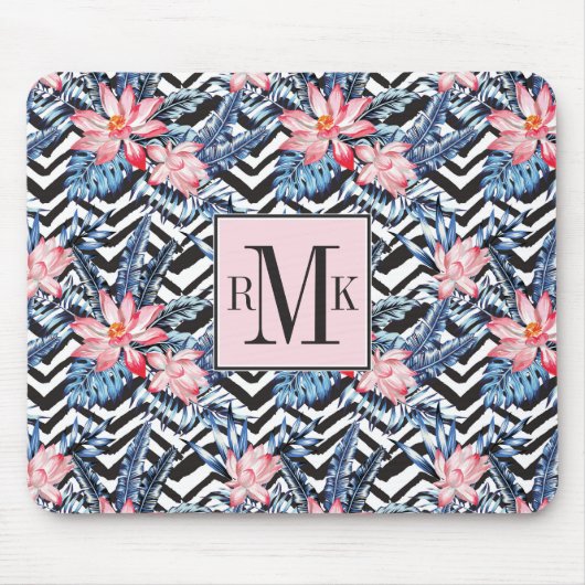 Tropisches Lotos-Blumen-Muster Mousepad (Vorne)