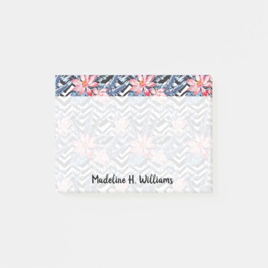 Tropisches Lotos-Blumen-Muster Post-it Klebezettel (Vorderseite)