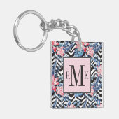 Tropisches Lotos-Blumen-Muster Schlüsselanhänger (Vorderseite links)