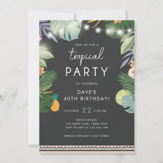 Tropisches Luau Aloha Herren Geburtstag Einladung
