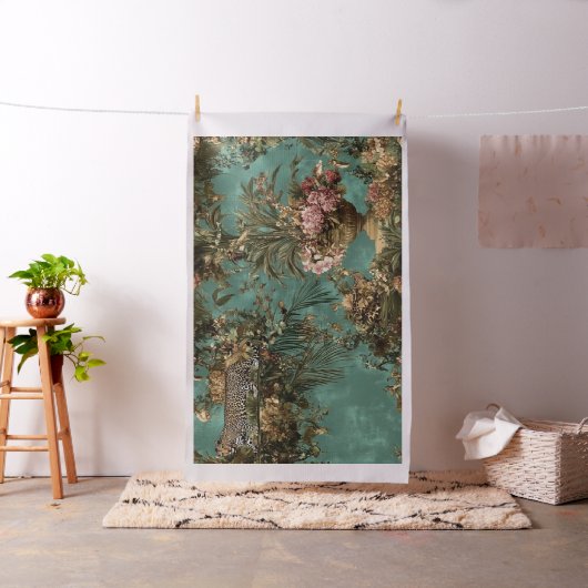 Tropisches Lush Foliage Leopard Muster Stoff (Beispiel)