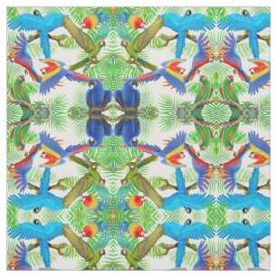 Tropisches Macaw-Papageien-Dschungel-Gewebe Stoff