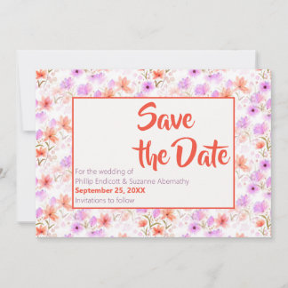 Tropisches Mango Orange Blumenmuster Save the Date Einladung