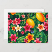 Tropisches Mango- und Palmblättermuster Postkarte (Vorne/Hinten)