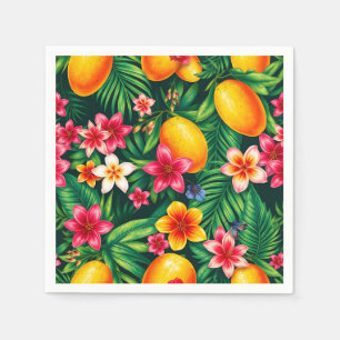 Tropisches Mango- und Palmblättermuster Serviette