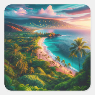 Tropisches Maui-Inselparadies Quadratischer Aufkleber