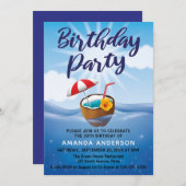 Tropisches Meer 30. Geburtstag Party Einladung (Vorne/Hinten)