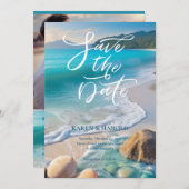 Tropisches Meer am Strand von Watercolor Save the  Einladung (Vorne/Hinten)