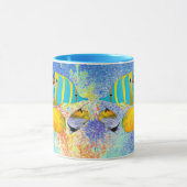 Tropisches Meer farbenfrohe Fischkorallenriff Blau Tasse (Zentrum)