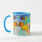 Tropisches Meer farbenfrohe Fischkorallenriff Blau Tasse (Links)