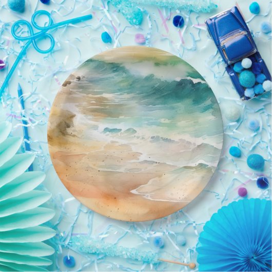 Tropisches Meer und Sandküste Pappteller (Party)