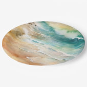 Tropisches Meer und Sandküste Pappteller (Schrägansicht)