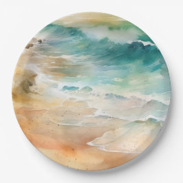 Tropisches Meer und Sandküste Pappteller