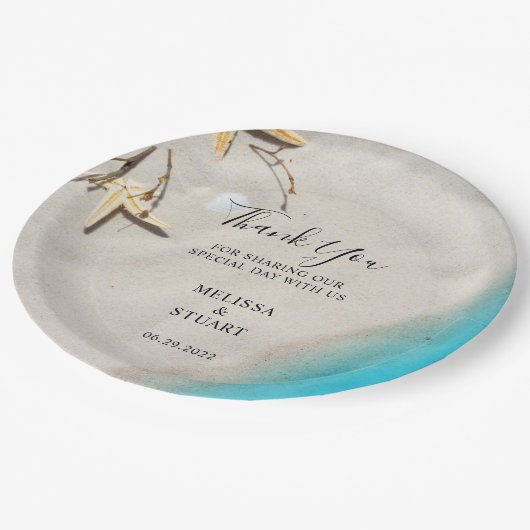 Tropisches Meer und Sternenstrand Danke für Ihre H Pappteller (Schrägansicht)