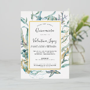 Tropisches Meer Unterwasser-Botanical Quinceanera Folieneinladung