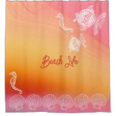 Tropisches Meeresleben Orange Rosa Sonnenuntergang Duschvorhang (Vorderseite)