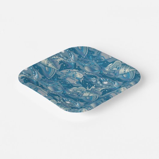 tropisches Meeresmuster Pappteller (Gewinkelt)