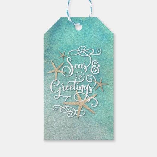 Tropisches MeerSöhne, Aquatic Watercolor Geschenkanhänger (Vorderseite)