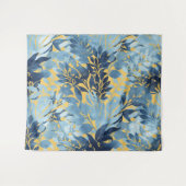 Tropisches Metallic-blaues Blattdesign Wandteppich (Vorderseite (Horizontal))