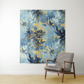 Tropisches Metallic-blaues Blattdesign Wandteppich (Beispiel)