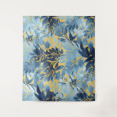 Tropisches Metallic-blaues Blattdesign Wandteppich (Vorderseite)