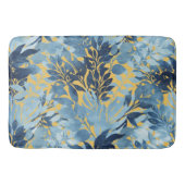 Tropisches Metallisches Blaues Blattdesign Badematte (Vorderseite)