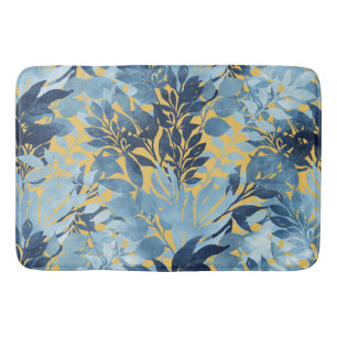 Tropisches Metallisches Blaues Blattdesign Badematte