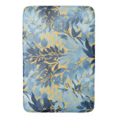 Tropisches Metallisches Blaues Blattdesign Badematte (Vorderseite Vertikal)