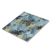 Tropisches Metallisches Blaues Blattdesign Fliese (Seite)