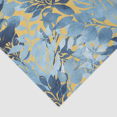 Tropisches Metallisches Blaues Blattdesign Seidenpapier (Ausschnitt)