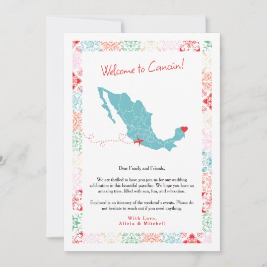 Tropisches Mexiko Karte QR Begrüßung (Vorderseite)