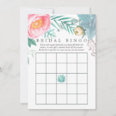 Tropisches Minze Floral Summer Brautparty Bingo Einladung (Vorderseite)
