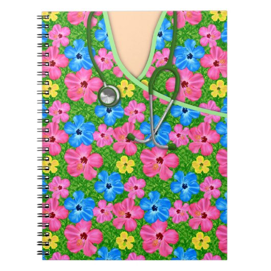 Tropisches mit Blumenmedizinisches scheuert sich Notizblock (Vorderseite)