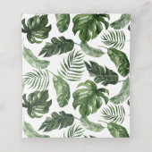 Tropisches modernes Palm Beach Floral Gold Leaf Platzkarte (Innenseite Aufgefaltet)