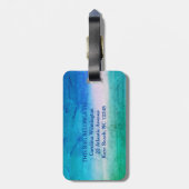 Tropisches Mongramm gestörter blaugrüner Strand Gepäckanhänger (Rückseite vertikal)