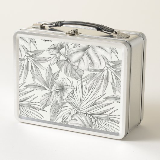 Tropisches Monochrom Metall Brotdose (Vorderseite)