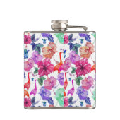 Tropisches Monogramm des Aquarell-Muster-| Flachmann (Rückseite)