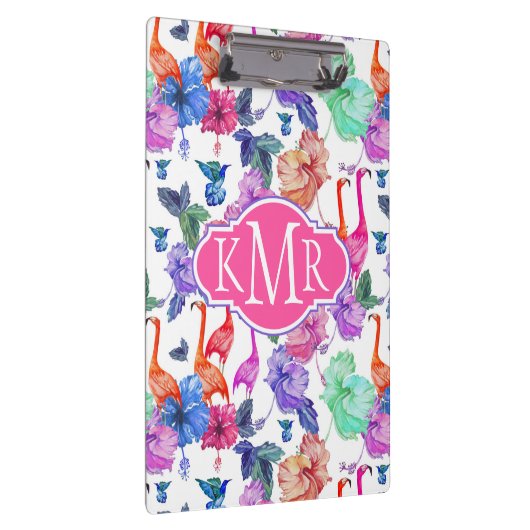 Tropisches Monogramm des Aquarell-Muster-| Klemmbrett (Rechts)