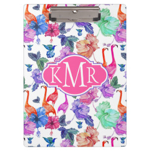 Tropisches Monogramm des Aquarell-Muster-  Klemmbrett
