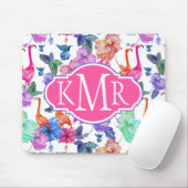 Tropisches Monogramm des Aquarell-Muster-| Mousepad (Mit Mouse)