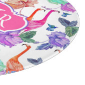 Tropisches Monogramm des Aquarell-Muster-| Schneidebrett (Ecke)