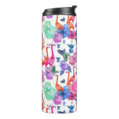Tropisches Monogramm des Aquarell-Muster-| Thermosbecher (Nach links gedreht)