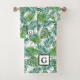Tropisches Monogramm des Palmwedel- Badhandtuch Set