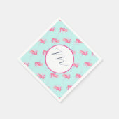 Tropisches Monogramm Rosa Flamingo Wasserfarbe Serviette (Ecke)