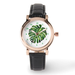 Tropisches Monstera-Blatt Armbanduhr