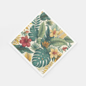 Tropisches Monstera-Blatt mit Hibiskus Serviette (Ecke)