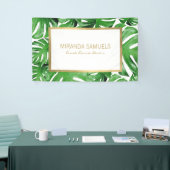 Tropisches Monstera-Blätter Muster Banner (Messeveranstaltung)